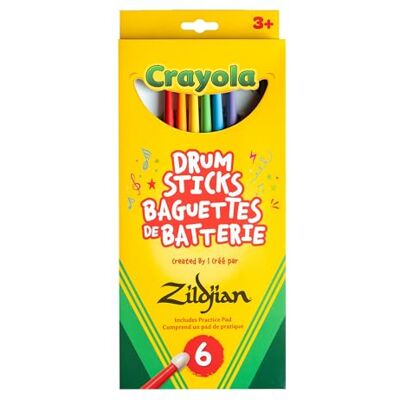 Zildjian Crayola Kids Drumsticks 6 Pack met Pad Zildjian Crayola Kids Drumsticks 6 Pack met Pad