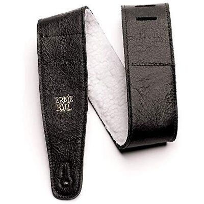 Ernie Ball 2.5 Inch Adjustable Italian Leather Strap with Fur Padding Black Ernie Ball 2.5 Inch Adjustable Italian Leather Strap with Fur Padding Black