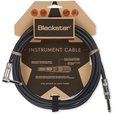 BLACKSTAR 3 m (10 ft) instrument kabel ¼" rechte jack naar ¼" haakse jack voor bas/elektrische gitaar/elektro-akoestische/toetsenbord/versterker BLACKSTAR 3 m (10 ft) instrument kabel ¼" rechte jack naar ¼" haakse jack voor bas/elektrische gitaar/elektro-akoestische/toetsenbord/versterker