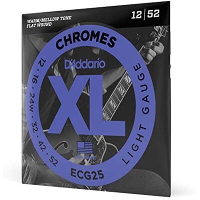 D'Addario XL Chromes Flatwound Elektrische Gitaarsnaren ECG25, 12-52 D'Addario XL Chromes Flatwound Elektrische Gitaarsnaren ECG25, 12-52