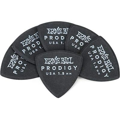 Ernie Ball 1,5 mm zwarte Large Shield Prodigy Picks, set van 6 stuks Ernie Ball 1,5 mm zwarte Large Shield Prodigy Picks, set van 6 stuks