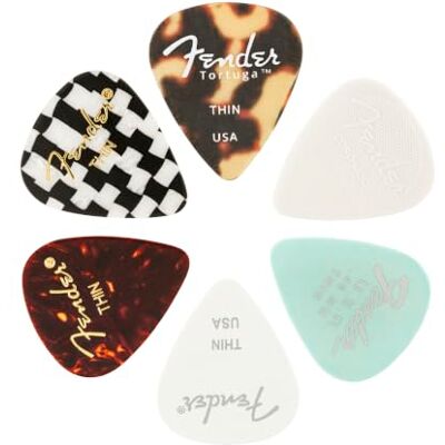 Fender 351 Gitaar Plectrum Set, Dunne Picks Variety Pack, 6-Pack Diverse materialen: celluloid, nylon, glow-in-the-dark, beginnersvriendelijk, dun dikte, 6-pack waarde Fender 351 Gitaar Plectrum Set, Dunne Picks Variety Pack, 6-Pack Diverse materialen: celluloid, nylon, glow-in-the-dark, beginnersvriendelijk, dun dikte, 6-pack waarde