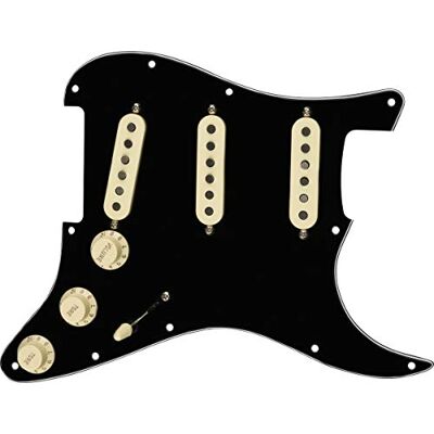 Fender 0992343506 PickGuard Strat Tex-Mex met voorbedrading S/S/S Zwart Eenvoudige Stratocaster-upgrade, Tex-Mex elementen voorgeïnstalleerd, Texas blues-klank, makkelijk te installeren Fender 0992343506 PickGuard Strat Tex-Mex met voorbedrading S/S/S Zwart Eenvoudige Stratocaster-upgrade, Tex-Mex elementen voorgeïnstalleerd, Texas blues-klank, makkelijk te installeren