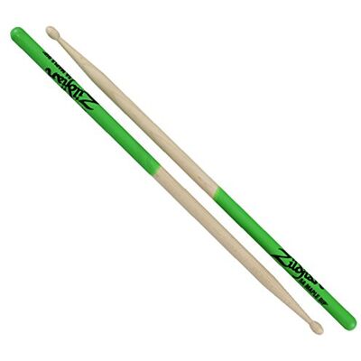 Zildjian 5A Hickory Drumsticks Wood Acorn Tip Neon Green Zildjian 5A Hickory Drumsticks Wood Acorn Tip Neon Green