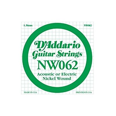 D'Addario NW062 Enkele snaar, met nikkel omwonden, 062 D'Addario NW062 Enkele snaar, met nikkel omwonden, 062