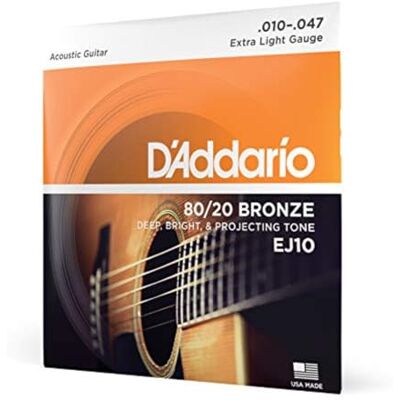 D'Addario EJ10 Akoestische Gitaarsnaren 80/20 Bronze Extra Light 10-47 Heldere 80/20 bronzen snaren voor westerngitaar met heldere toon, sterke projectie, evenwichtige respons en betrouwbaarheid. D'Addario EJ10 Akoestische Gitaarsnaren 80/20 Bronze Extra Light 10-47 Heldere 80/20 bronzen snaren voor westerngitaar met heldere toon, sterke projectie, evenwichtige respons en betrouwbaarheid.