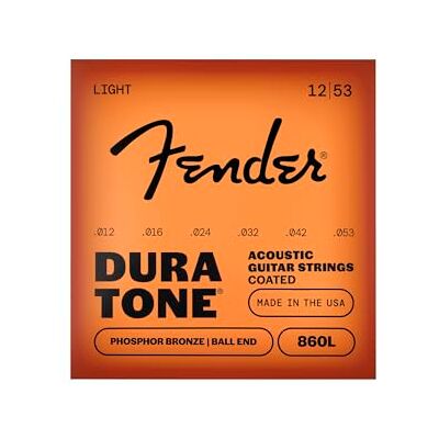 Fender 860L Phosphor Bronze Acoustic Guitar Strings Dura-Tone® Coated 12-53 Fender 860L Phosphor Bronze Acoustic Guitar Strings Dura-Tone® Coated 12-53