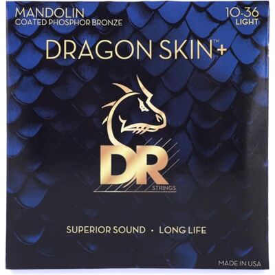 DR Strings DR DMP-10 DRAGON SKIN+™, fosforbrons mandoline snaren, superieur geluid met een comfortabel gevoel en langere levensduur, extra licht 10-36 DR Strings DR DMP-10 DRAGON SKIN+™, fosforbrons mandoline snaren, superieur geluid met een comfortabel gevoel en langere levensduur, extra licht 10-36