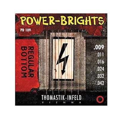 Thomastik-Infeld Thomastik 677017 snaren voor elektrische gitaar Power Brights Series Regular Bottom, set PB109 Light .009-.042w Thomastik-Infeld Thomastik 677017 snaren voor elektrische gitaar Power Brights Series Regular Bottom, set PB109 Light .009-.042w