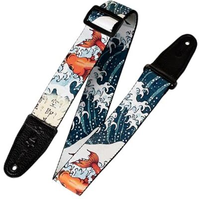 Levy's MPD2-016 Gitaarriemen Prints Poly met Leather Ends 2" Tattoo Coi Fish Levy's MPD2-016 Gitaarriemen Prints Poly met Leather Ends 2" Tattoo Coi Fish