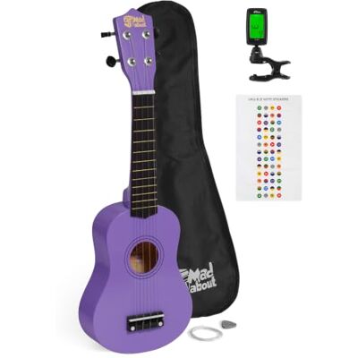 Mad About TIGER sopraanukelele voor beginners paars Inclusief gratis ukeleletas en clip-on tuner, ideaal voor beginners, scholen en muzieklessen. Mad About TIGER sopraanukelele voor beginners paars Inclusief gratis ukeleletas en clip-on tuner, ideaal voor beginners, scholen en muzieklessen.