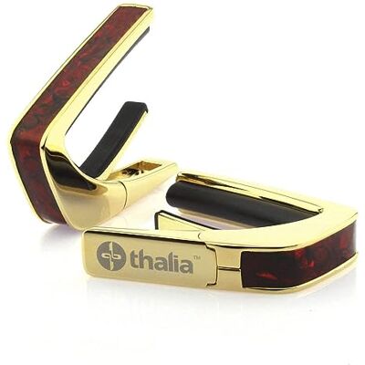 Thalia Exotic Shell Series kapodaster met gouden afwerking en crimson paua-inleg Thalia Exotic Shell Series kapodaster met gouden afwerking en crimson paua-inleg