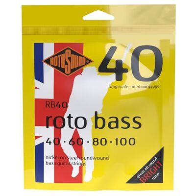 Rotosound Snaren voor Elektrische Bas ROTO NICKEL 4-Snaren RB40 Nickel Medium 40-100 Rotosound Snaren voor Elektrische Bas ROTO NICKEL 4-Snaren RB40 Nickel Medium 40-100