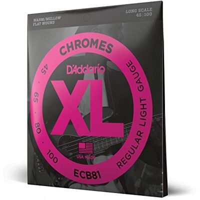 D'Addario XL Chromes Flatwound Basssnaren ECB81, 45-100, Regular Light D'Addario XL Chromes Flatwound Basssnaren ECB81, 45-100, Regular Light