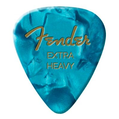 Fender 351 Classic Celluloid Gitaar Plectrums X-Heavy Ocean Moto 12x Celluloid plectrums, 351 vorm, extra dik, ideaal voor leadgitaarspel, elektrische gitaar, verpakking van 12 stuks Fender 351 Classic Celluloid Gitaar Plectrums X-Heavy Ocean Moto 12x Celluloid plectrums, 351 vorm, extra dik, ideaal voor leadgitaarspel, elektrische gitaar, verpakking van 12 stuks
