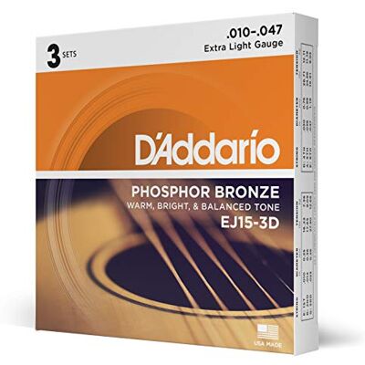 D'Addario EJ15-3D Fosforbronzen Akoestische Gitaarsnaren 10-47, 3 Sets D'Addario EJ15-3D Fosforbronzen Akoestische Gitaarsnaren 10-47, 3 Sets
