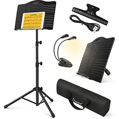 Donner Muziekstandaard, inklapbaar, stabiel, DMS-1, muziekstandaard, gitaar, zwart, metaal, met lamp, draagtas, in hoogte verstelbaar Donner Muziekstandaard, inklapbaar, stabiel, DMS-1, muziekstandaard, gitaar, zwart, metaal, met lamp, draagtas, in hoogte verstelbaar