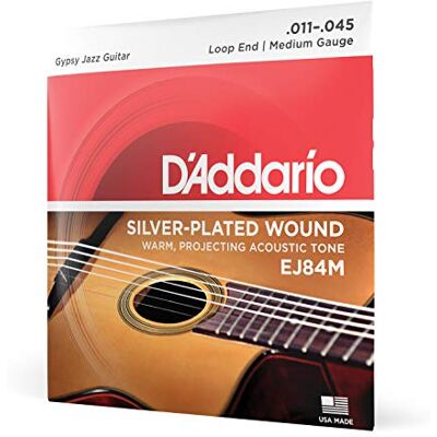 D'Addario Gitaarsnaren, westerngitaar, akoestische gitaarsnaren, akoestische gitaarsnaren, EJ84M Gypsy Jazz nylon snaren medium 011' 045' loopend D'Addario Gitaarsnaren, westerngitaar, akoestische gitaarsnaren, akoestische gitaarsnaren, EJ84M Gypsy Jazz nylon snaren medium 011' 045' loopend