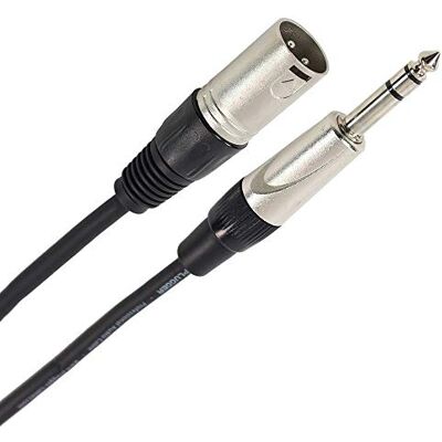 Plugger Male 3b/Male XLR Stereo kabel, 10 m, Zwart Plugger Male 3b/Male XLR Stereo kabel, 10 m, Zwart