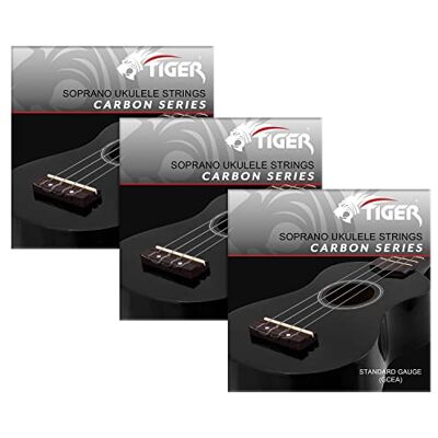 Tiger UAC14 Carbon Black ukelelesnaren 3-pack Set van 3 carbon snaren voor sopraan- en concertukeleles, voor stabiele stemming en heldere klank. Tiger UAC14 Carbon Black ukelelesnaren 3-pack Set van 3 carbon snaren voor sopraan- en concertukeleles, voor stabiele stemming en heldere klank.