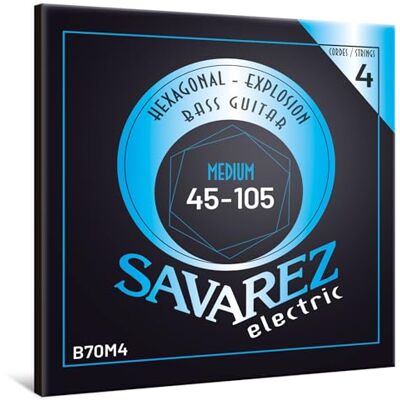 Savarez Hexagonal Explosion E-bas-snaren Bass Guitar Strings 4-snarige set Vernikkelde staalwikkeling B70M4 Medium .045-.105 Savarez Hexagonal Explosion E-bas-snaren Bass Guitar Strings 4-snarige set Vernikkelde staalwikkeling B70M4 Medium .045-.105