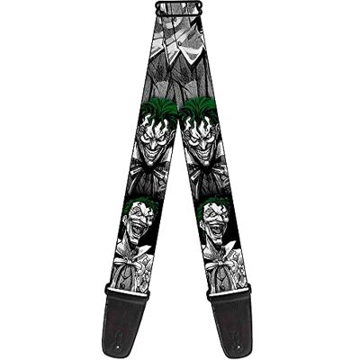 Buckle-Down GS-WJK015 gitaarriem Laughing Joker Design, zwart/wit, 34-60 Buckle-Down GS-WJK015 gitaarriem Laughing Joker Design, zwart/wit, 34-60