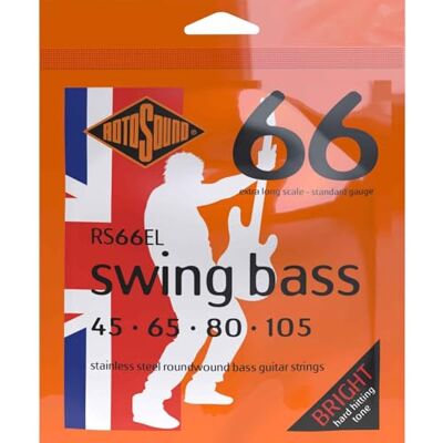 Rotosound Snaren voor Elektrische Bas SWING 66 STAINLESS SETS 4-Snaren RS66EL EX-LONG SCALE Stainless Standard 45-105 Rotosound Snaren voor Elektrische Bas SWING 66 STAINLESS SETS 4-Snaren RS66EL EX-LONG SCALE Stainless Standard 45-105