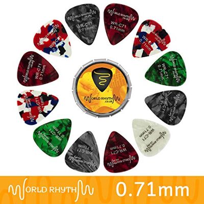 Tiger World Rhythm 12 gitaarplectrums 0,71 mm met opbergblikje Tiger World Rhythm 12 gitaarplectrums 0,71 mm met opbergblikje