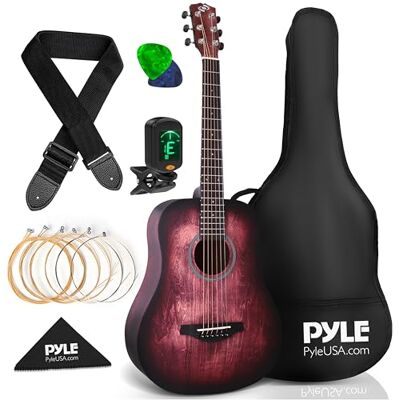 Pyle Akoestische Gitaarset- 1/2 Formaat Gitaar- Volledig Houten Stalen Snaren Instrument -voor Beginners, Kinderen, Volwassenen- Pyle Akoestische Gitaarset- 1/2 Formaat Gitaar- Volledig Houten Stalen Snaren Instrument -voor Beginners, Kinderen, Volwassenen-
