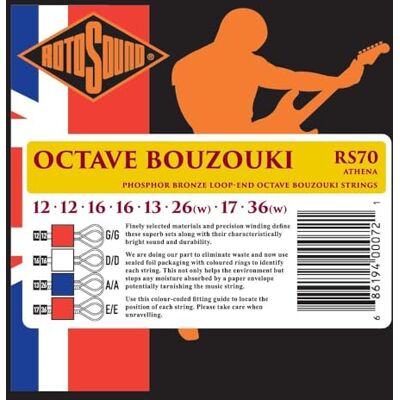 Rotosound Snaren voor Bouzouki, Bouzouki Snaren Set GR. Bouzouki RS70 Medium 11 Rotosound Snaren voor Bouzouki, Bouzouki Snaren Set GR. Bouzouki RS70 Medium 11