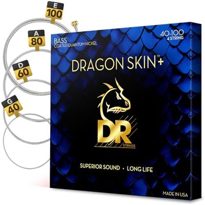 DR Strings DR DBQ-40 DRAGON SKIN+™, Gecoate Quantum Nickel bassnaren, Superieur geluid met aangenaam gevoel en lange levensduur: licht 40-100 DR Strings DR DBQ-40 DRAGON SKIN+™, Gecoate Quantum Nickel bassnaren, Superieur geluid met aangenaam gevoel en lange levensduur: licht 40-100