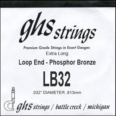 GHS Strings GHS™ Strings »PHOSPHOR BRONS SINGLE STRING 032 WOUND LOOP END BANJO« enkele snaar voor banjo fosfor brons Loop End dikte: 032 GHS Strings GHS™ Strings »PHOSPHOR BRONS SINGLE STRING 032 WOUND LOOP END BANJO« enkele snaar voor banjo fosfor brons Loop End dikte: 032