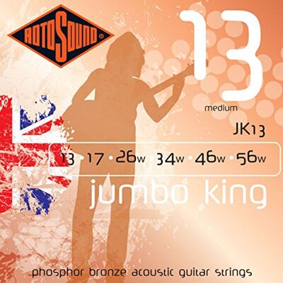 Rotosound Snaren voor Akoestische Gitaar JUMBO KING 6-Snaren JK13 Medium 13-56 Rotosound Snaren voor Akoestische Gitaar JUMBO KING 6-Snaren JK13 Medium 13-56