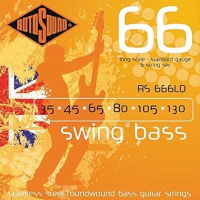 Rotosound Snaren voor Elektrische Bas SWING 66 STAINLESS SETS 6-Snaren RS666LD Stainless 35-130 Rotosound Snaren voor Elektrische Bas SWING 66 STAINLESS SETS 6-Snaren RS666LD Stainless 35-130