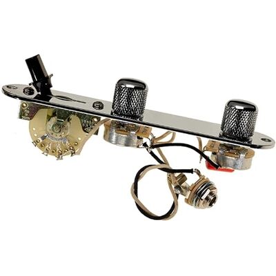 DiMarzio bedrading voor Telecaster elektrische gitaar gesoldeerd, installatieklare set met cover, potmeters, caps, jack, condensatoren, 4-weg schakelaar (GW2102) DiMarzio bedrading voor Telecaster elektrische gitaar gesoldeerd, installatieklare set met cover, potmeters, caps, jack, condensatoren, 4-weg schakelaar (GW2102)