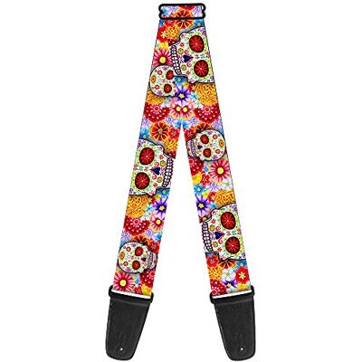 Buckle-Down Gitaarband Sugar Skull Starburst Wit/Multi Color 2" Breed 29-54" Lengte Buckle-Down Gitaarband Sugar Skull Starburst Wit/Multi Color 2" Breed 29-54" Lengte