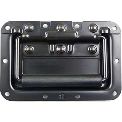 Adam Hall Hardware 34082 BLK inklapbare handgreep middelgeveerd in inbouwschaal zwart gepoedercoat 8 mm diep Adam Hall Hardware 34082 BLK inklapbare handgreep middelgeveerd in inbouwschaal zwart gepoedercoat 8 mm diep