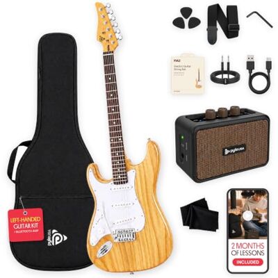 Pyle Elektrische Gitaar en Versterker Set 99 cm – Complete Starter Kit voor Beginners met Bluetooth Versterker, 1/4 jack kabel, Draagtas, Snaren, Picks, Reinigingsdoek, ST-Stijl Pickups- Natural Pyle Elektrische Gitaar en Versterker Set 99 cm – Complete Starter Kit voor Beginners met Bluetooth Versterker, 1/4 jack kabel, Draagtas, Snaren, Picks, Reinigingsdoek, ST-Stijl Pickups- Natural