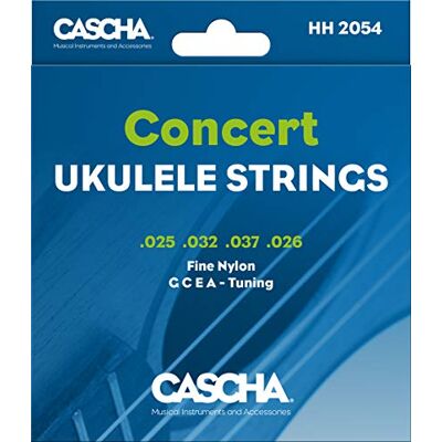 CASCHA Concert Ukelele snarenset I premium nylon snaren voor concert-ukelele I zeer goede geluidskwaliteit & lange levensduur I hoogwaardige set van 4 snaren G-C-E-A I Concert Ukelele snaren 4 stuks CASCHA Concert Ukelele snarenset I premium nylon snaren voor concert-ukelele I zeer goede geluidskwaliteit & lange levensduur I hoogwaardige set van 4 snaren G-C-E-A I Concert Ukelele snaren 4 stuks