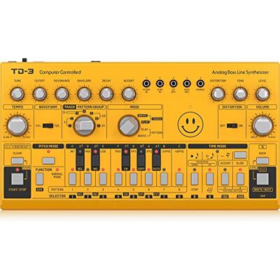 Behringer TD-3-AM Analoge synthesizer met VCO, VCF, 16-staps sequencer, bass line, vervormingseffecten en 16-stemmige poly chain Behringer TD-3-AM Analoge synthesizer met VCO, VCF, 16-staps sequencer, bass line, vervormingseffecten en 16-stemmige poly chain