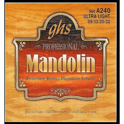 GHS Strings GHS A 240 Ultra LT Mandoline String, Fosfor Brons GHS Strings GHS A 240 Ultra LT Mandoline String, Fosfor Brons