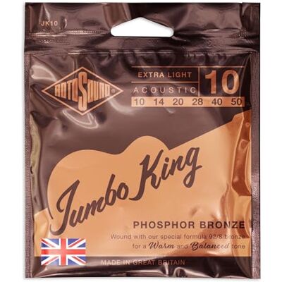 Rotosound Snaren voor Akoestische Gitaar JUMBO KING 6-Snaren JK10 Extra-Light 10-50 Rotosound Snaren voor Akoestische Gitaar JUMBO KING 6-Snaren JK10 Extra-Light 10-50