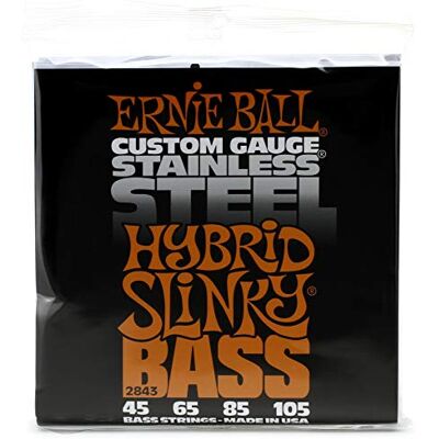 Ernie Ball P02843 Hybrid Slinky Stainless Steel Electric Bass Strings 45-105 Gauge Ernie Ball P02843 Hybrid Slinky Stainless Steel Electric Bass Strings 45-105 Gauge