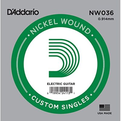D'Addario NW036 .036 Nikkel Wound Enkele String voor Elektrische Gitaar D'Addario NW036 .036 Nikkel Wound Enkele String voor Elektrische Gitaar