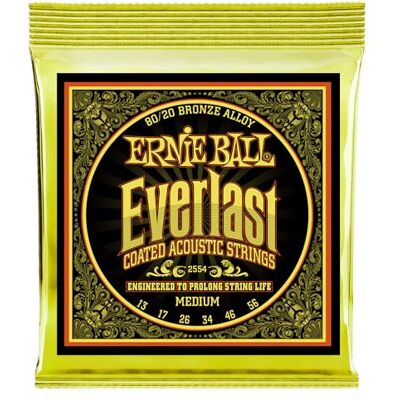 Ernie Ball Everlast Medium Coated 80/20 Bronze snaren voor akoestische gitaar 13-56 gauge Ernie Ball Everlast Medium Coated 80/20 Bronze snaren voor akoestische gitaar 13-56 gauge