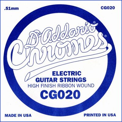 D'Addario 020 enkele snaren voor elektrische gitaar, platte wound D'Addario 020 enkele snaren voor elektrische gitaar, platte wound