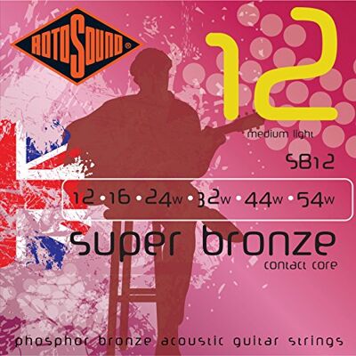Rotosound SB Super Bronze Pianosnaar Akoestisch Gitaar Fosfor Brons Set Medium Licht 12-54 SB12 Rotosound SB Super Bronze Pianosnaar Akoestisch Gitaar Fosfor Brons Set Medium Licht 12-54 SB12