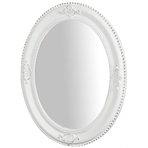 Biscottini Wandspiegel voor badkamer en slaapkamer 56 x 66 x 4 cm   wandspiegel met haak   spiegel wit