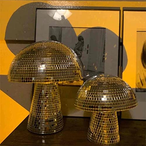 QPZM Paddestoel Discobal, Reflector Glitter Discobal, Nieuwe Paddestoelvorm Spiegel Discobal Decoratie Thuis Voor Feest Thuis, Eettafel, Rekwisieten Decoratie-gold M