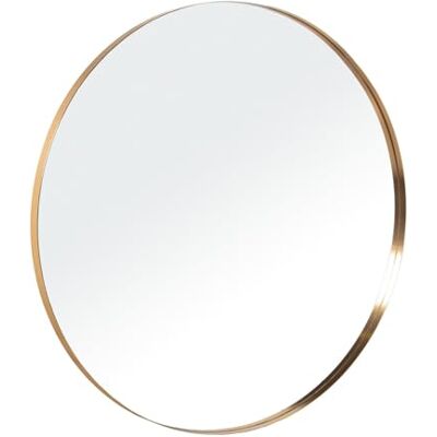 DRW Ronde wandspiegel van metaal in goud, 100 x 100 x 3 cm DRW Ronde wandspiegel van metaal in goud, 100 x 100 x 3 cm